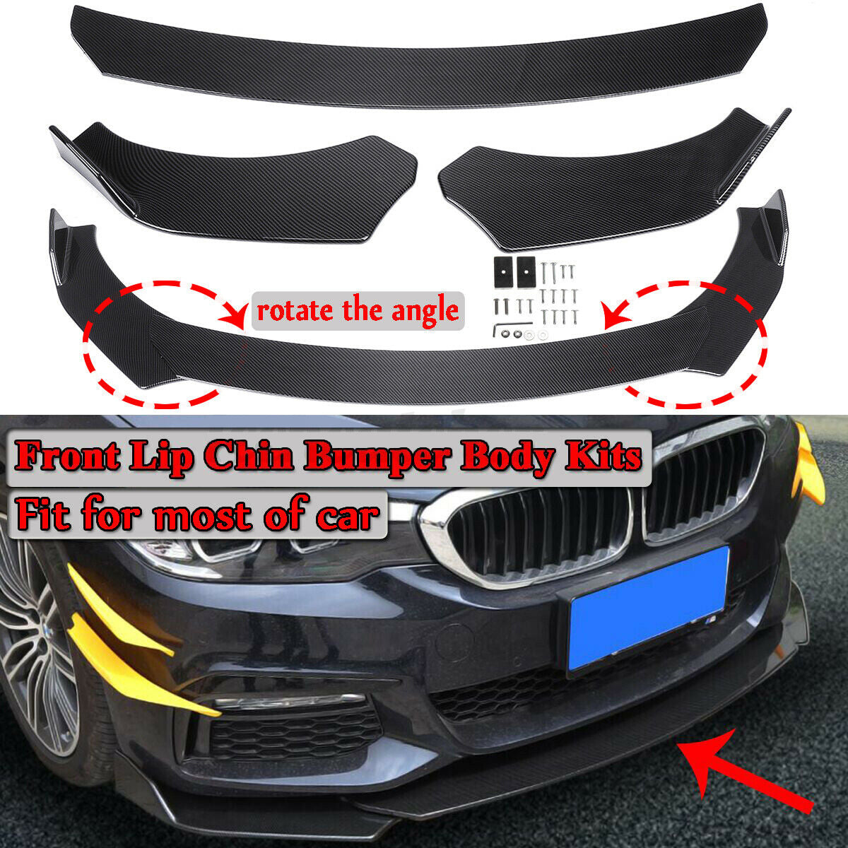 Carbon Fiber Front Bumper Lip Spoiler Splitter For BMW F10 F30 F32 F36 F80 M3 M4