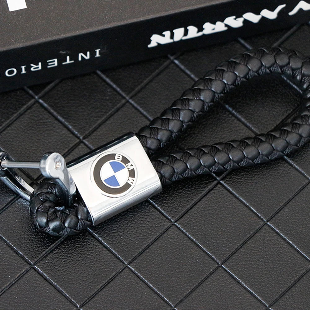 PU Leather Braided Woven Rope Keychain