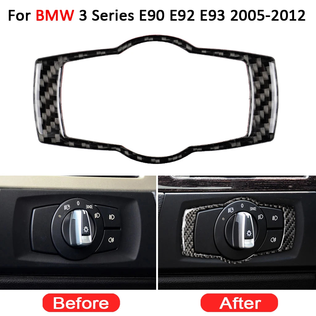 Carbon Fiber Car Headlight Switch Frame Cover