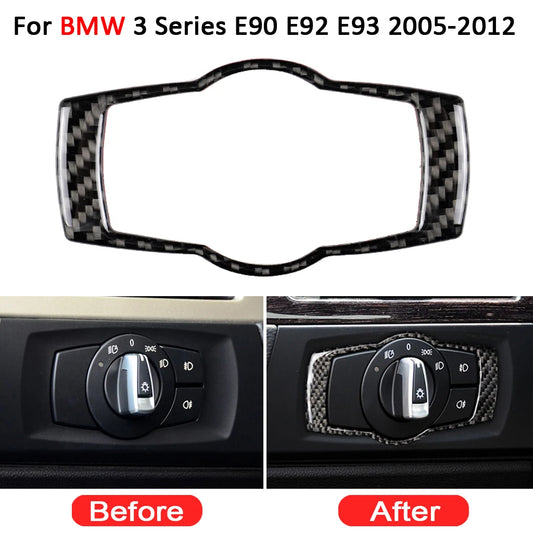 Carbon Fiber Car Headlight Switch Frame Cover