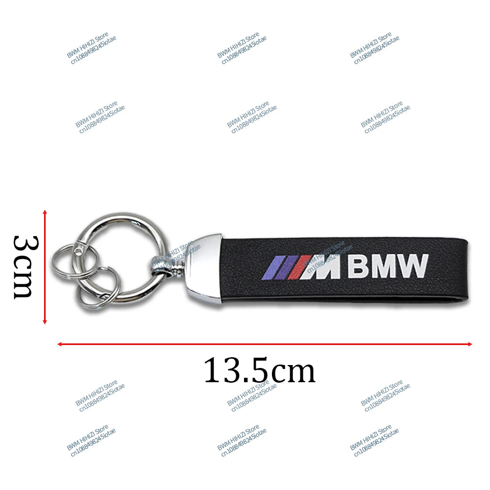 Leather Car Keychain Anti-lost Alloy Metal Ring Pendant