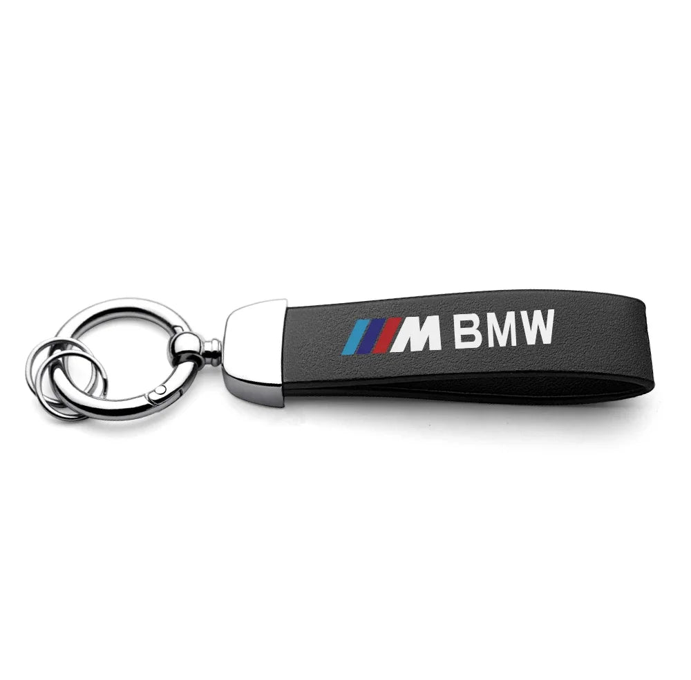 Leather Car Emblem Key Fobs Keyring Key Chain Decoration for Bmw M Performance POWER Badge Auto Interior Modification Accessorie