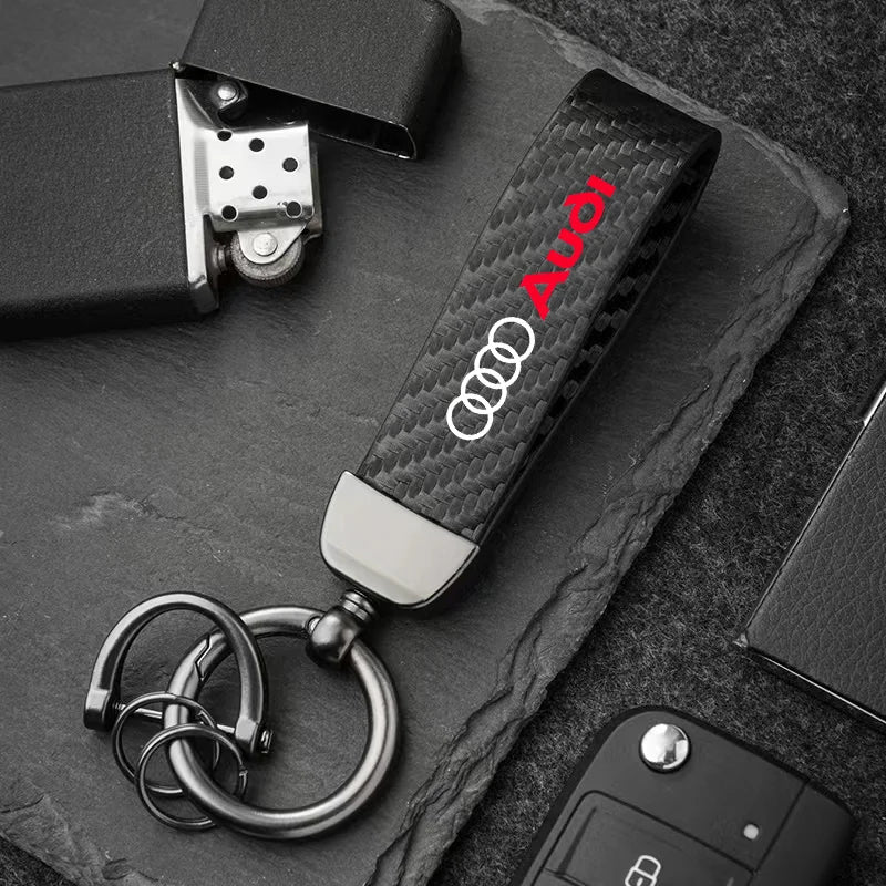 Keychain Carbon Fiber For Audi a3 a4 a5 a6 a7 a8 Q3 Q4 Q5 Q6 Q7 b8 b6 c6 Car Zinc Alloy Luxury Car Accessories