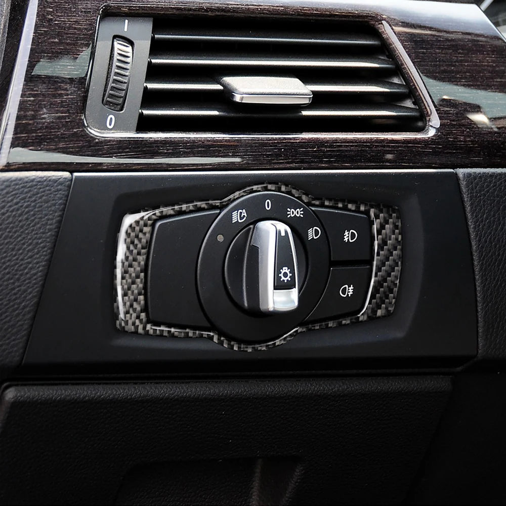 Carbon Fiber Car Headlight Switch Frame Cover