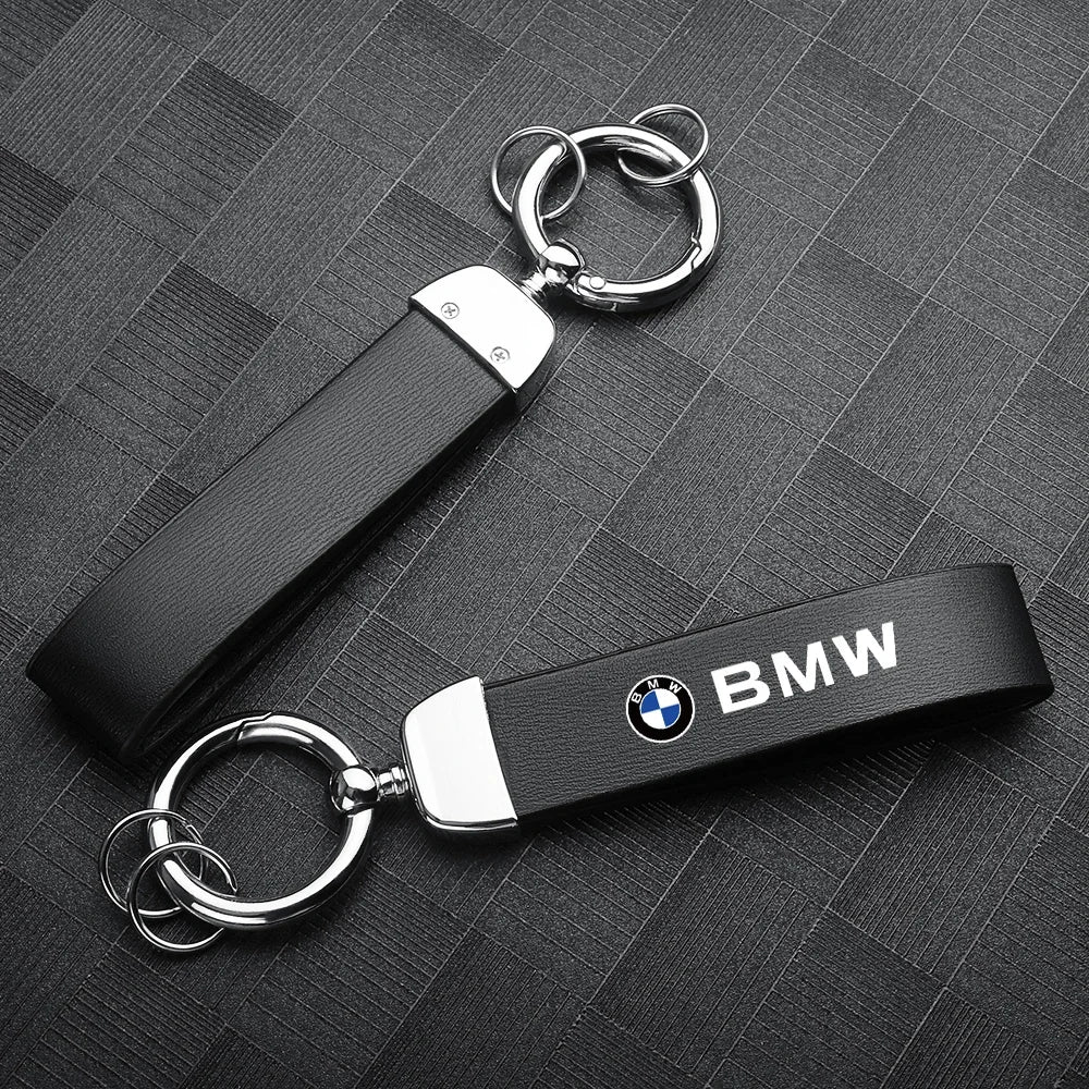 Leather Car Emblem Key Fobs Keyring Key Chain Decoration for Bmw M Performance POWER Badge Auto Interior Modification Accessorie