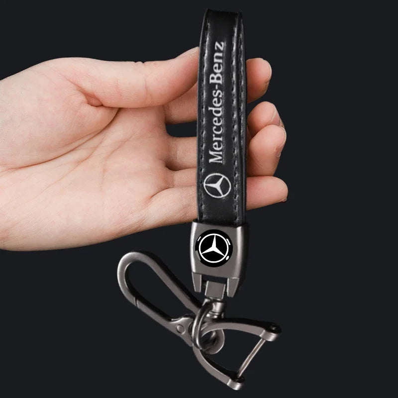 Leather Emblem Key Ring For Mercedes Benz