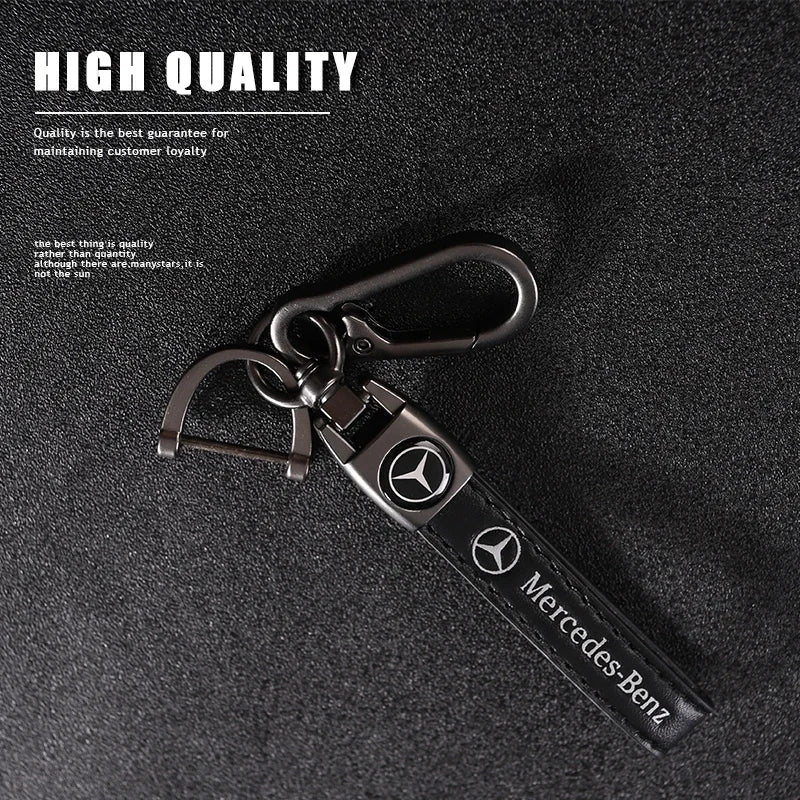 Leather Emblem Key Ring For Mercedes Benz