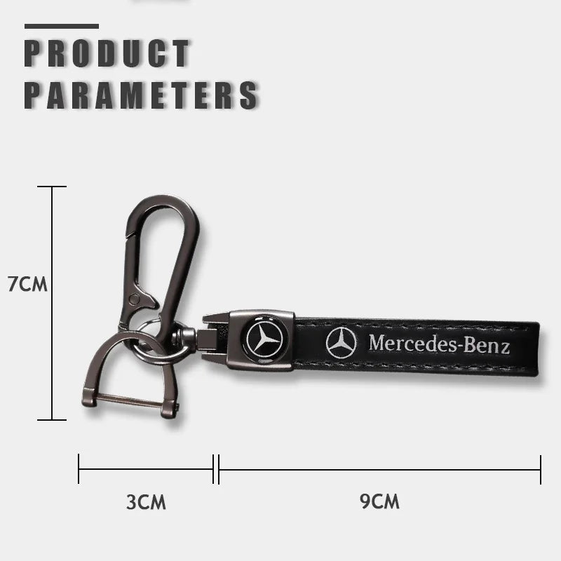 Leather Emblem Key Ring For Mercedes Benz