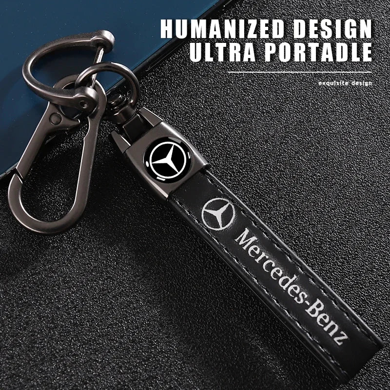 Leather Emblem Key Ring For Mercedes Benz