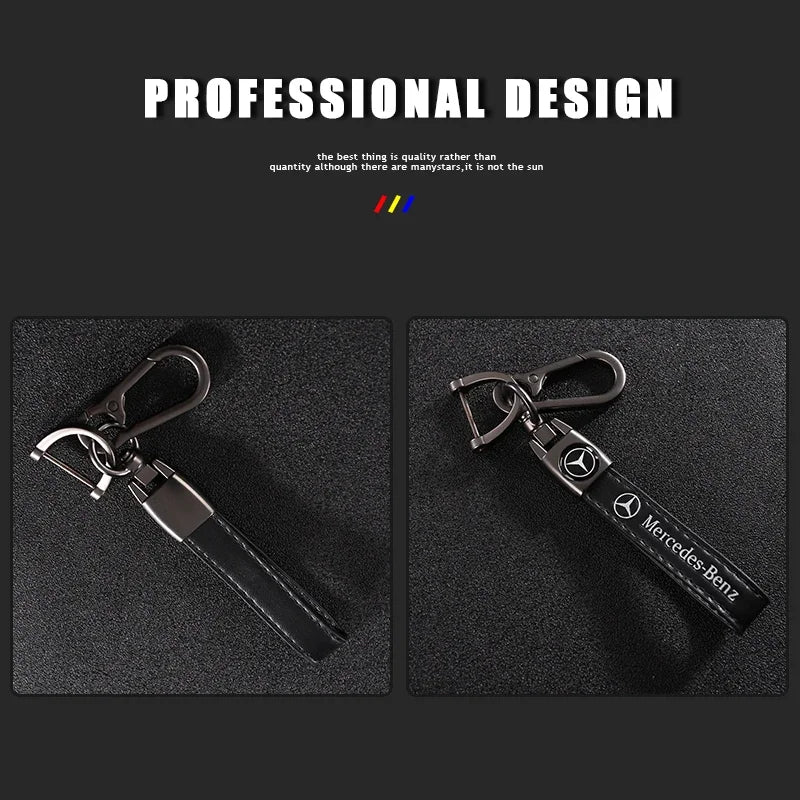 Leather Emblem Key Ring For Mercedes Benz