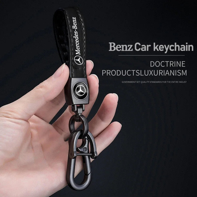 Leather Emblem Key Ring For Mercedes Benz